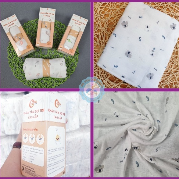(100x110cm) Khăn tắm sợi tre cao cấp 2 lớp cho bé  - Hiệu Cún Con (katydang)