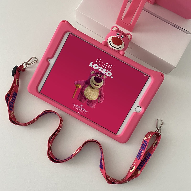 Ốp Máy Tính Bảng Silicon Chống Sốc Hình Gấu Dâu Tây 34 cm Cho iPad air3 Apple Tablet 4 mini5