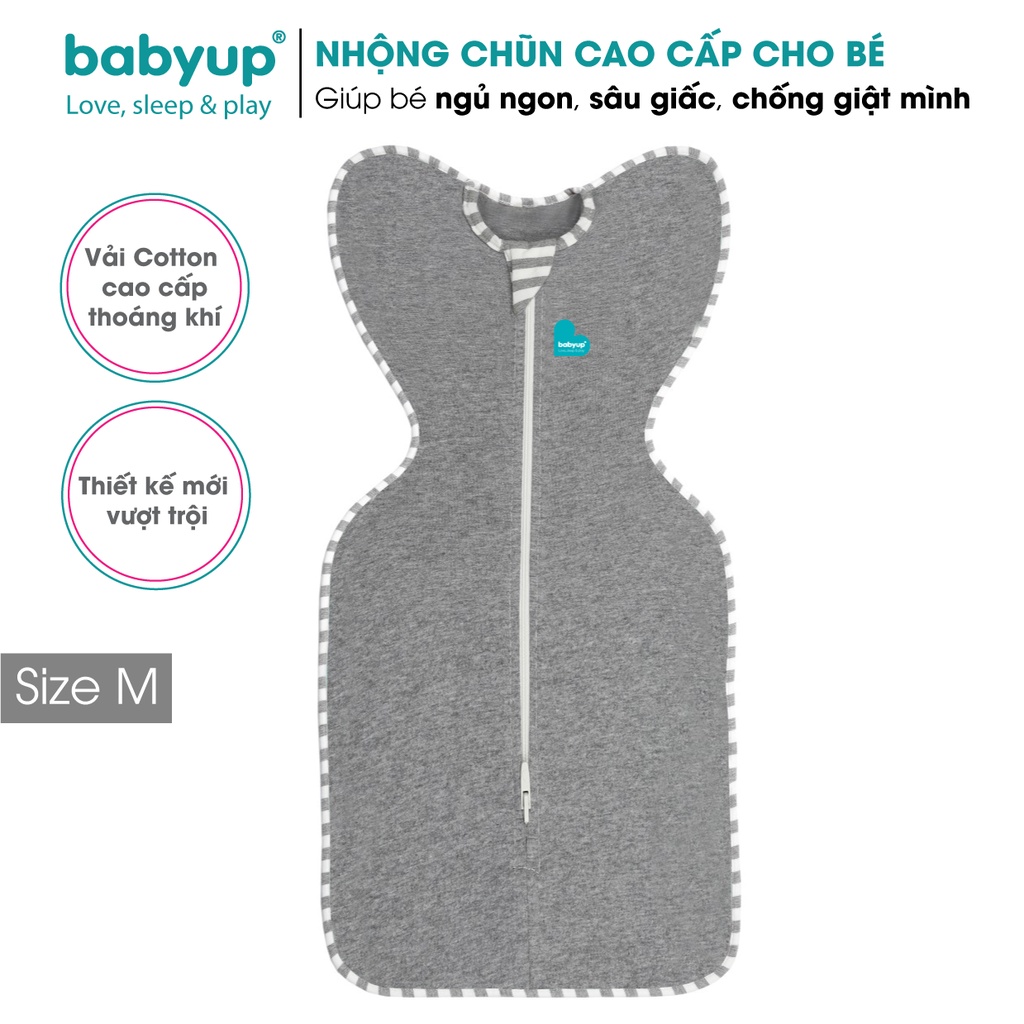 Nhộng chũn cho bé cao cấp Babyup. Giúp bé ngủ ngon, sâu giấc, chống giật mình - Nhộng ngủ Vải cotton co giãn 4 chiều