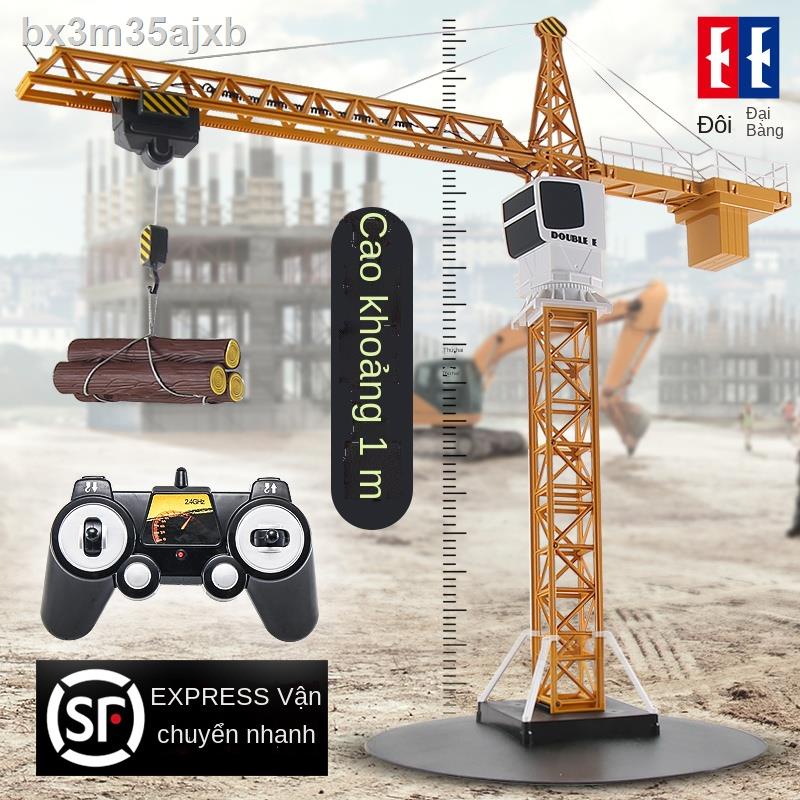 (HÀNG HOT)Shuangying siêu lớn điều khiển từ xa cần cẩu tháp đồ chơi trẻ em lớn cần cẩu lớn cần cẩu cần cẩu kỹ thuật xe t