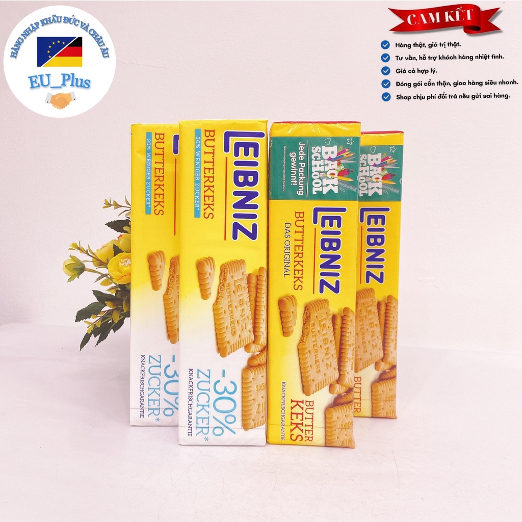 Bánh quy bơ ít đường Leibniz Đức gói 200g bơ tự nhiên và dầu hướng dương