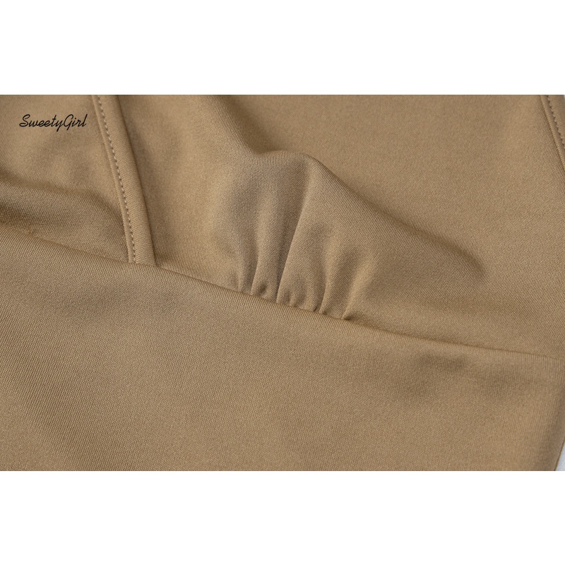 Đầm Ôm Cổ Chữ V Hở Lưng Màu Trơn Thời Trang 2022 Dành Cho Nữ