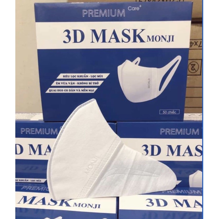 Hộp 50 chiếc Khẩu trang 3D mask Monji kháng khuẩn
