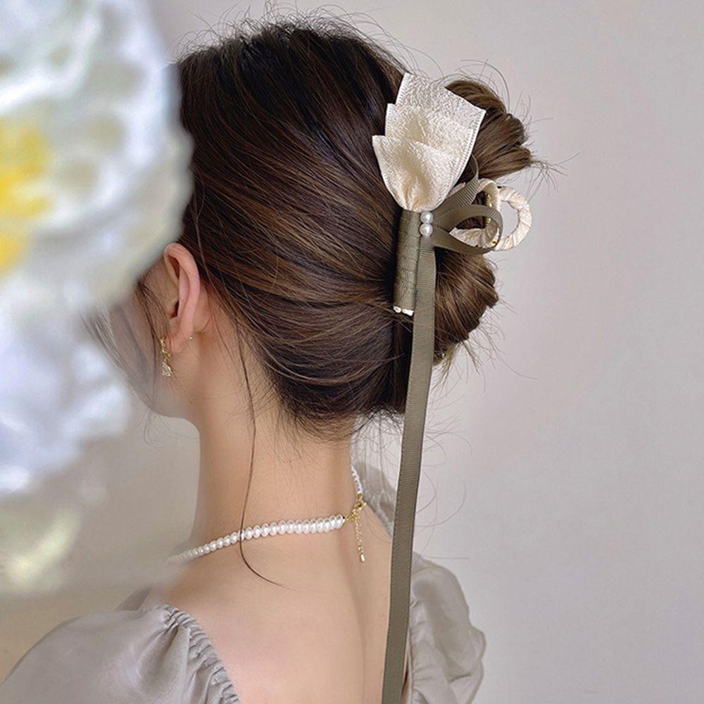 Kẹp Tóc Hình Hoa Tulip / Cá Mập Đính Ruy Băng Phong Cách Hàn Quốc Cho Nữ