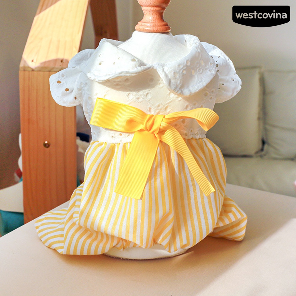 [Mới]♞Áo Liền Quần Eo Cao Đính Nơ Thời Trang Mùa Hè Cho Cún Cưng