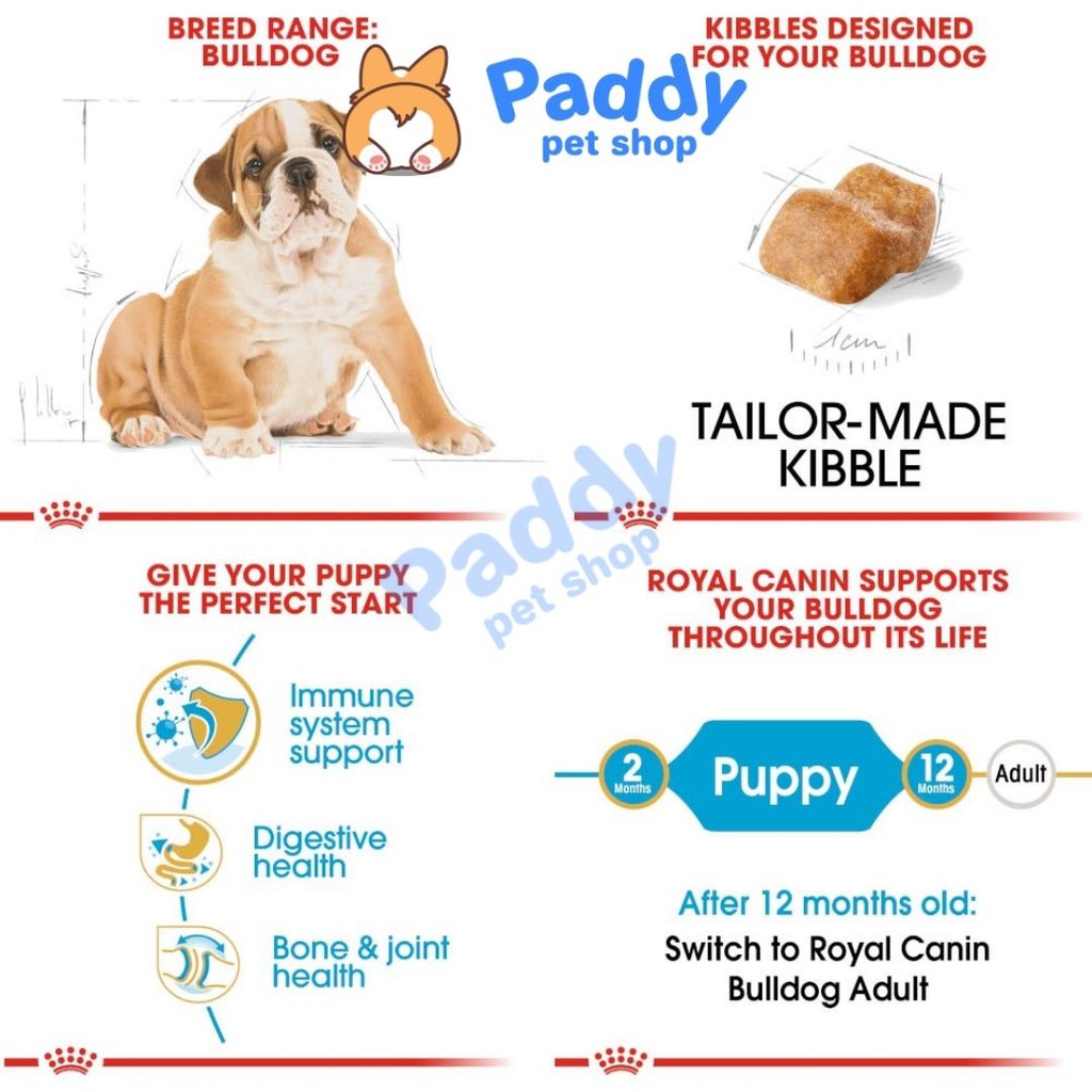 [1kg] Hạt Royal Canin Bulldog Puppy Cho Chó Con Giống Bull