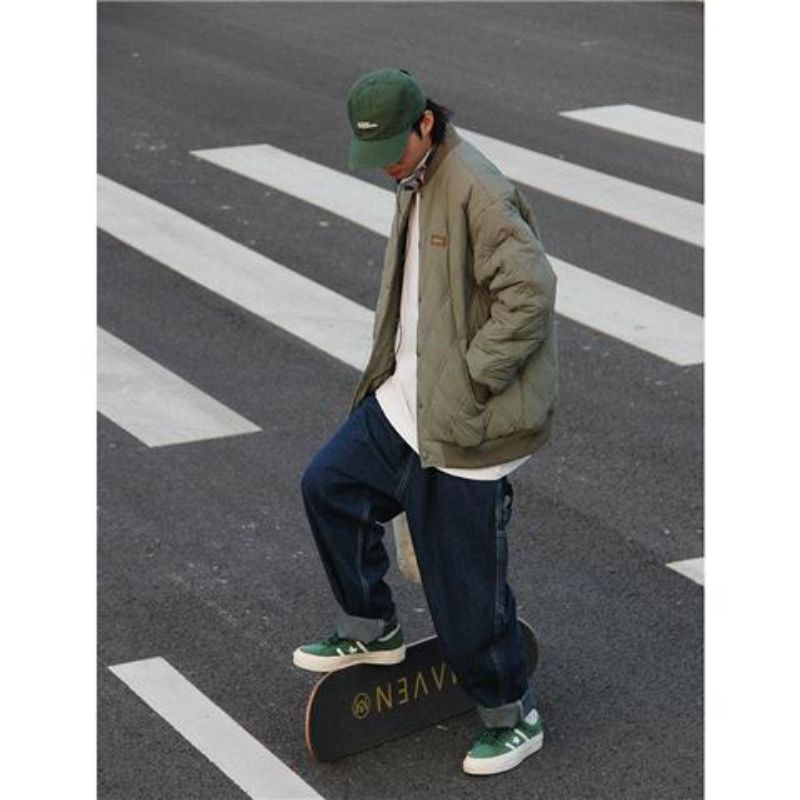 ÁO KHOÁC UNISEX ĐƯỜNG MAY Ô CHÉO HÀNG DÀY DẶN