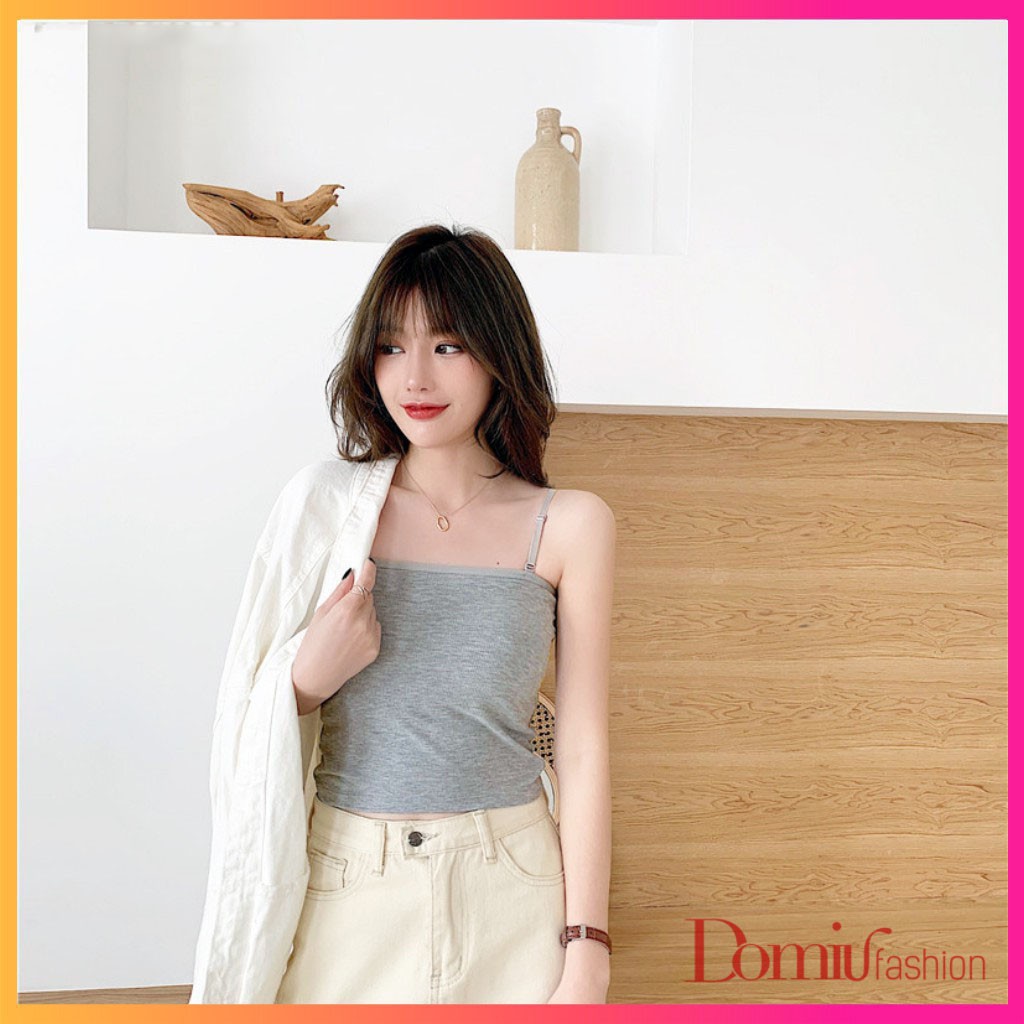 Áo 2 dây nữ DOMIU vải thun cotton co giãn tốt, dáng ôm, dây có chốt điều chỉnh | BigBuy360 - bigbuy360.vn