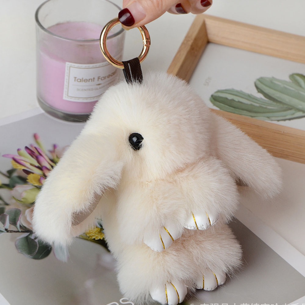 Móc khóa hình thỏ nhồi bông 14cm dễ thương dùng trang trí túi xách cho nữ