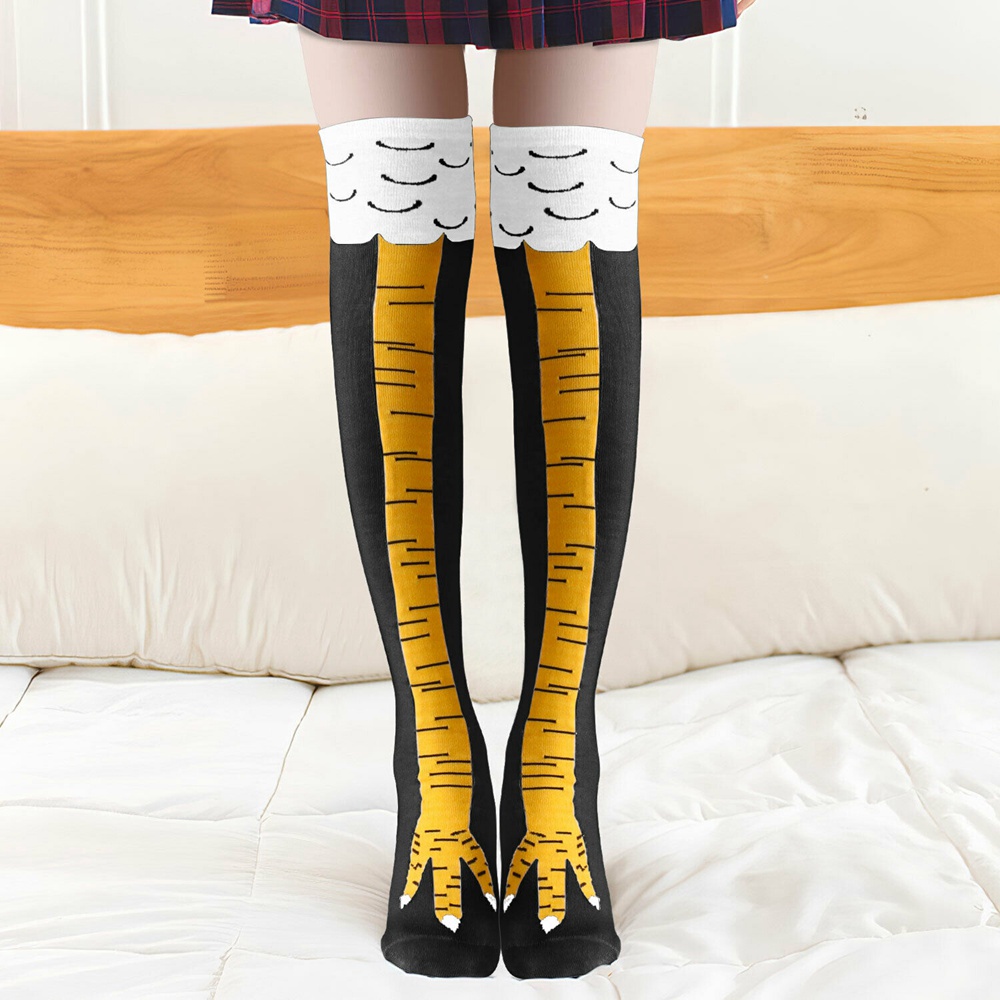 Tất cổ cao qua gối in hình chân gà 3D vui nhộn dành cho nữ mang vào mùa đông