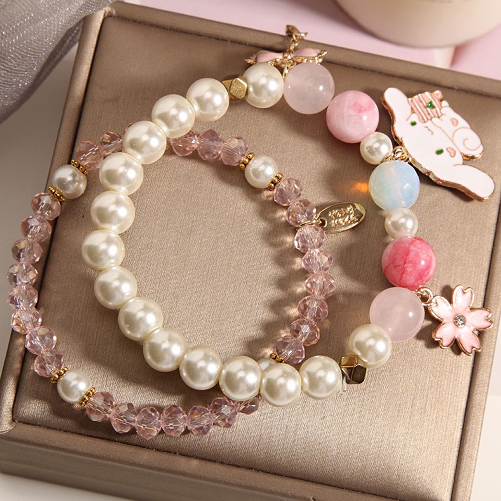 Bộ 2 Vòng Tay Hạt Ngọc Trai Hoạt Hình Dễ Thương