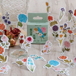 Hộp 46 chiếc sticker HOA CỎ RETRO CỔ ĐIỂN nhiều màu sắc trang trí sổ bullet journal