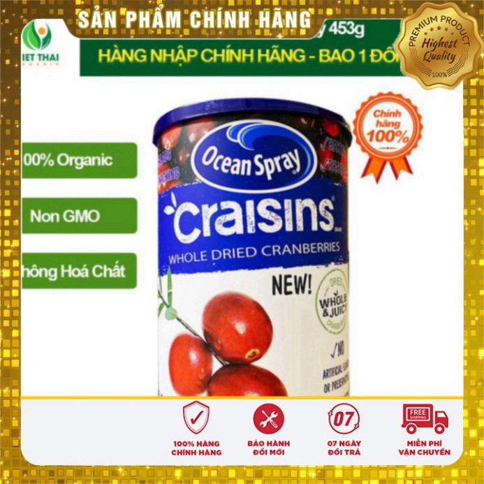 Nam Việt Quất 453g Xuất Xứ USA Sấy Khô Hữu Cơ Ocean Spray Hỗ Trợ Tốt Cho Bà Bầu/ Người Lớn Tuổi/ Giảm Cân