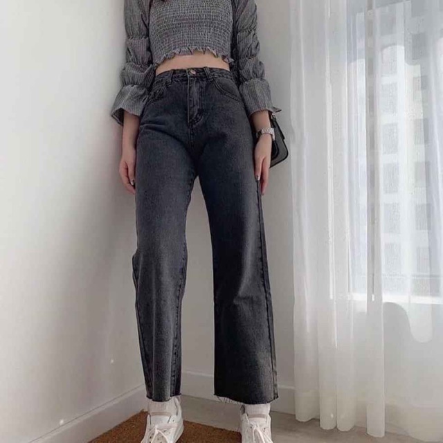 Quần jeans suông đen