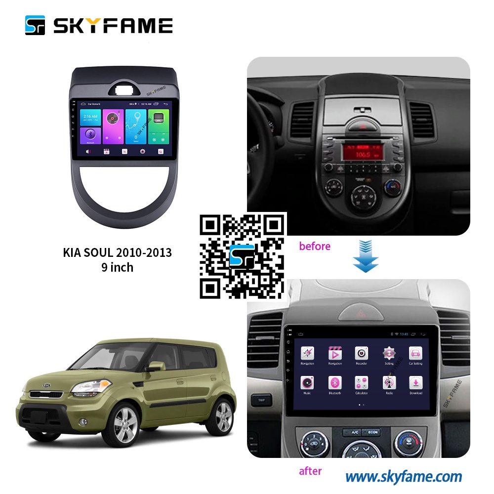 Mặt dưỡng màn hình DVD android 9” 10” KIA SOUL 2010 2011 2012 2013 2014 2015 2016 2017 2018 2019 2020 2021 Jack nguồn Zi