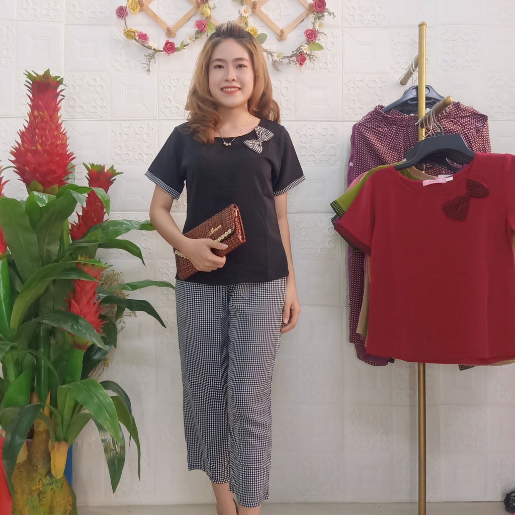 Đồ bộ nữ mặc nhà đồ bộ trẻ cho mẹ cho chị chất lụa MANGO cao cấp quần 9 tấc