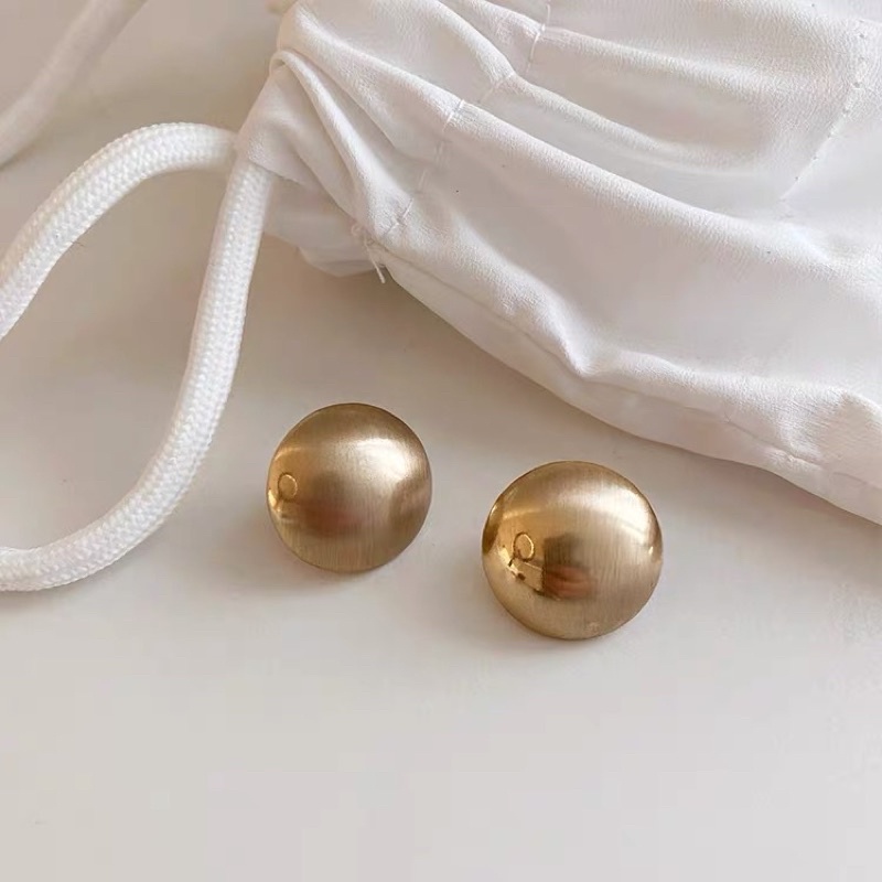 bông tai tròn retro phong cách hàn quốc, khuyên tai kim loại to chui bạc 925