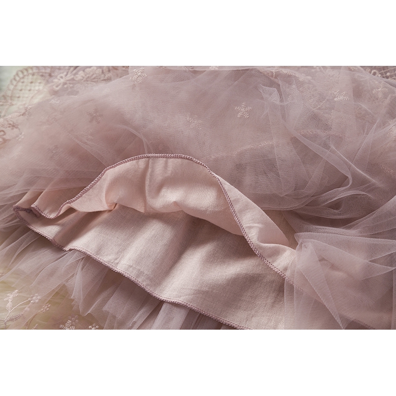 Đầm công chúa vải tuyn phối ren tay dài hợp thời trang cho bé gái