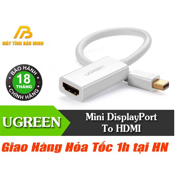 Cáp Chuyển Mini Displayport Sang HDMI UGREEN 10460 (Màu trắng)- Thunderbolt To HDMI - Hàng Chính Hãng
