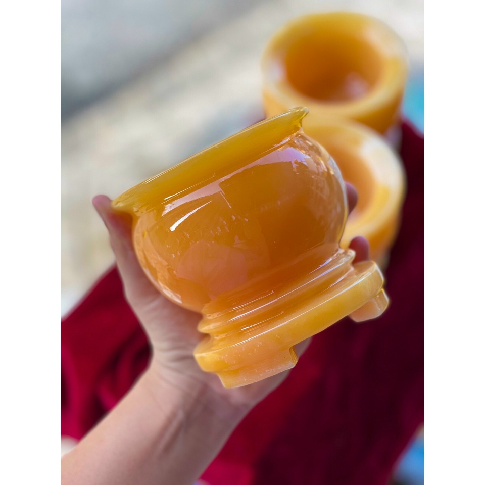 Bát Hương, Lư Hương Đá Ngọc Hoàng Long Siêu Đẹp - Đường Kính 10cm, Chiều Cao 10cm