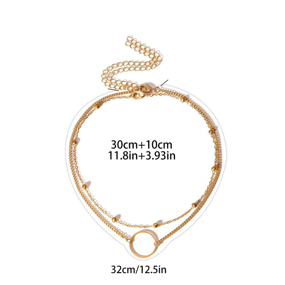 VANES1 Vòng Cổ Choker Hai Lớp Thiết Kế Hình Học Thanh Lịch Cho Phái Nữ