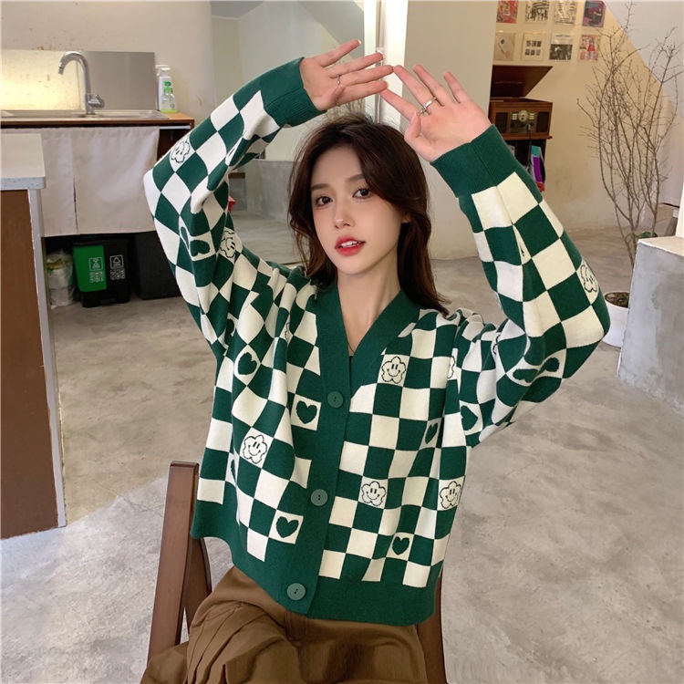Áo Khoác Len Cardigan Dáng Rộng Ngắn Phong Cách Mới Mùa Thu Cho Nữ