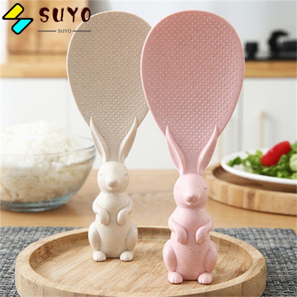 Muỗng xới cơm bằng nhựa lúa mạch chống dính hình thỏ dễ thương màu tùy chọn