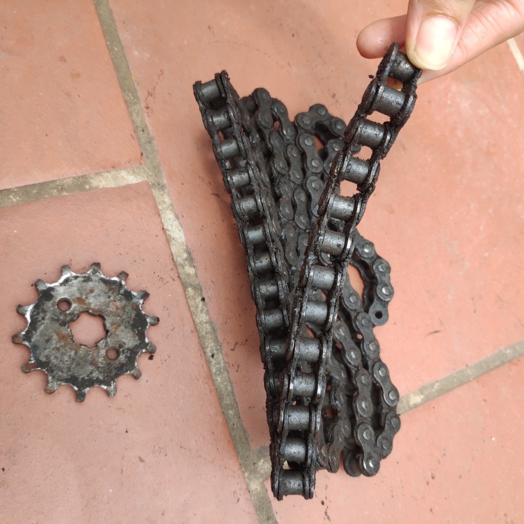 Xích xe máy chế lò quay thịt, quay vịt, gà, ngan dài 1.1m