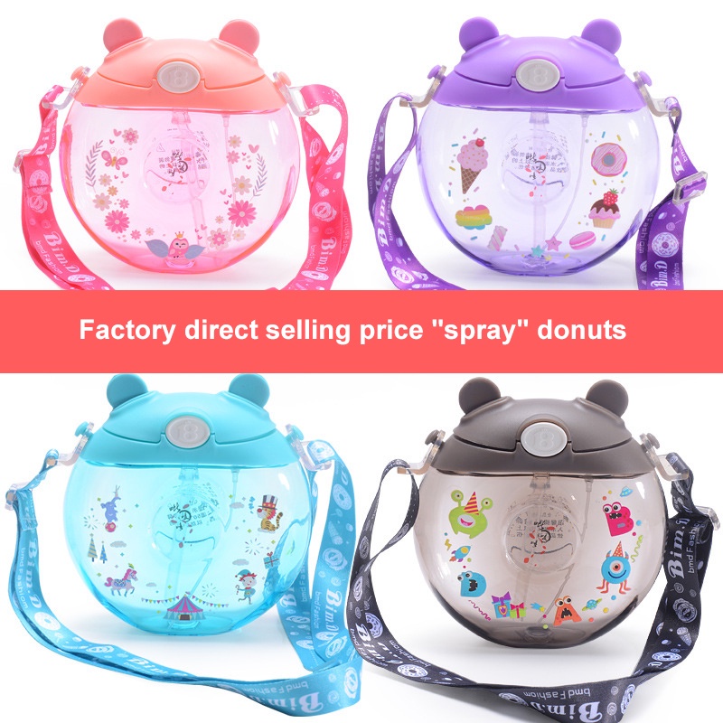 Bình Nước Nhựa PP 500ML Hình Bánh Donut Dễ Thương Cho Bé
