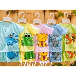 Quần áo trẻ em- Set 5 bộ cộc tay cotton cho bé (nút giữa )
