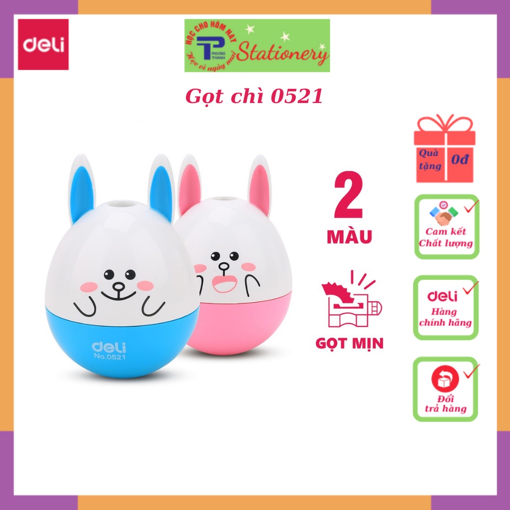 Gọt bút chì Deli hình lật đật, hình thỏ, hình gấu dễ thương hồng, xanh dương - 1 cái - 521 / 522