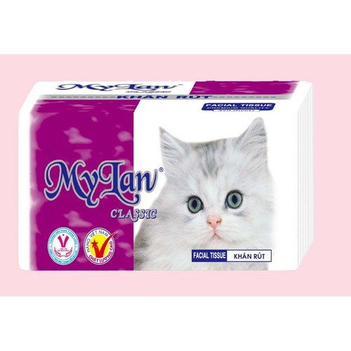 GIẤY ĂN  RÚT MÈO TÍM 450 TỜ 3 LỚP