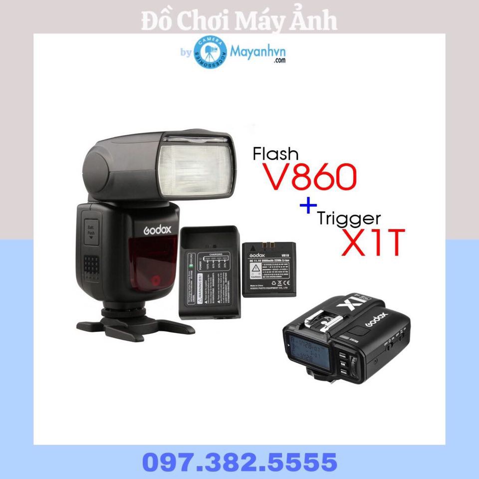 Đèn Flash Godox Li-ion VING V860II kèm Kích nổ Godox X1TX ( Tặng kèm tản sáng omni)