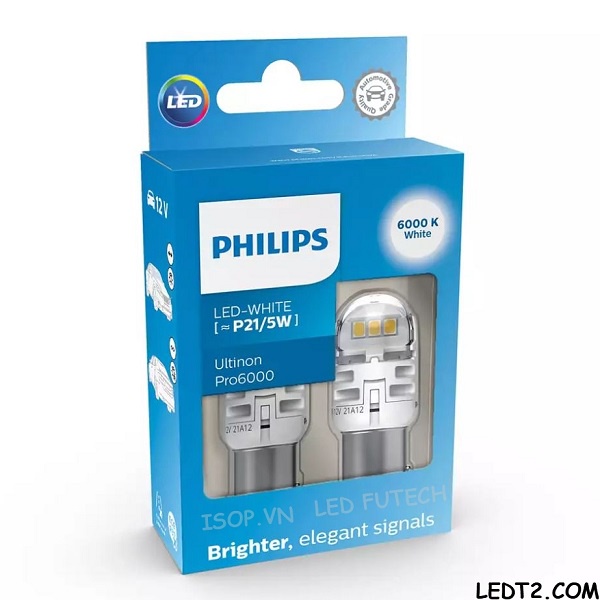 [LEDT2 ISOP] Đèn hậu (phanh, stop) LED Philips Ultinon Pro6000 chân S25 [Bảo hành 5 năm]