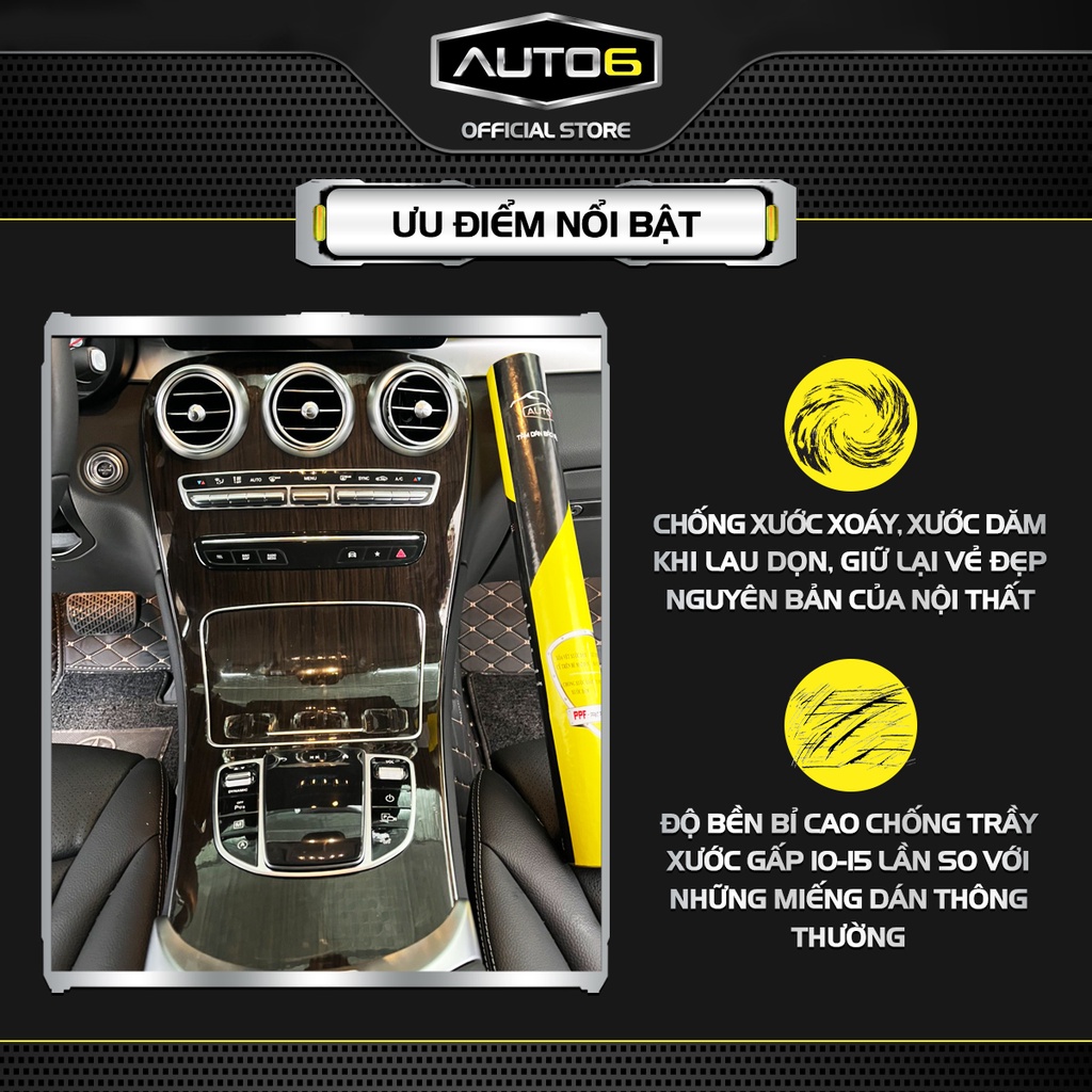 Bộ 6 chi tiết Film PPF trong suốt dán xe GLC200 2020-2023 chống xước bảo vệ nội thất ô tô - AUTO6