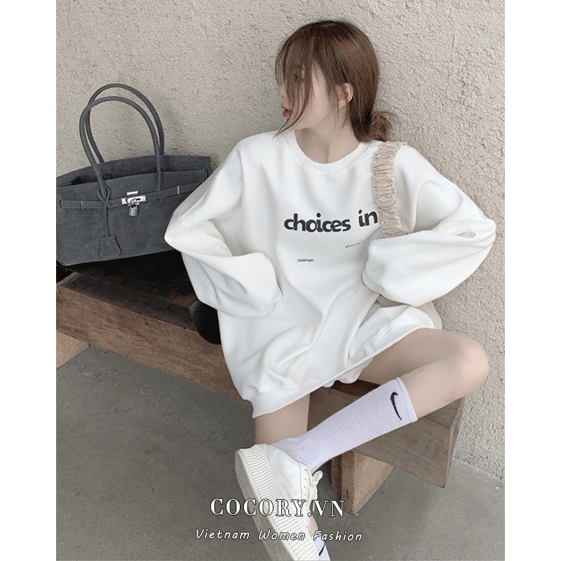 Áo sweater tay dài in chữ thiết kế đơn giản thời trang cho nữ | BigBuy360 - bigbuy360.vn