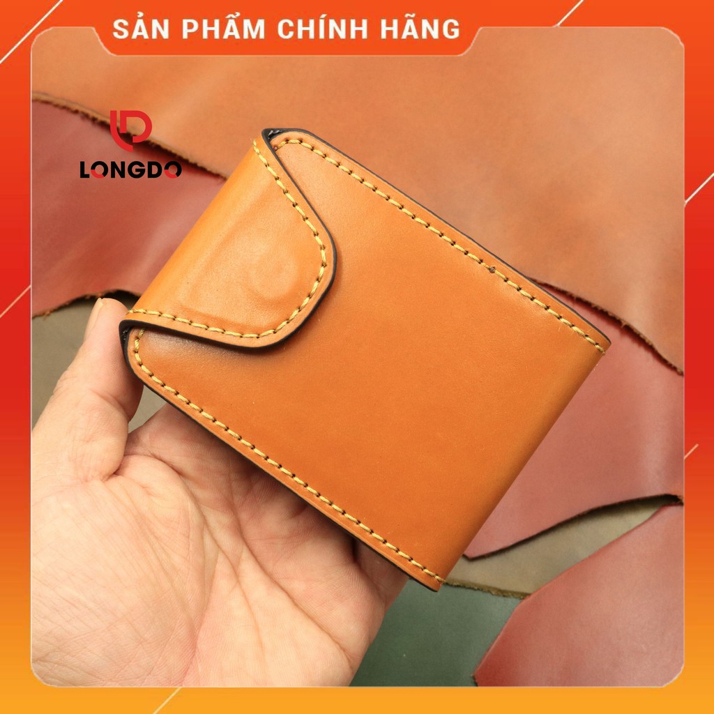 Ví Sen 5 Cao Cấp - Cam Kết 100% Da Bò Thật - Bóp Nam Mini Màu Vàng Bò Hàng Chính Hãng Thương Hiệu Longdo Leather