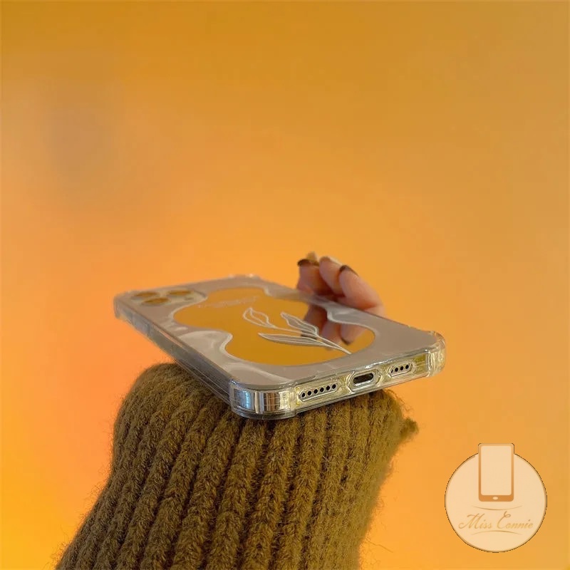 Ốp Điện Thoại Họa Tiết Hoa Hồng/Lá Cây Kèm Gương Trang Điểm Cho IPhone 7 8 Plus 11 XR 13 12 Pro Max X XS Max SE 2020