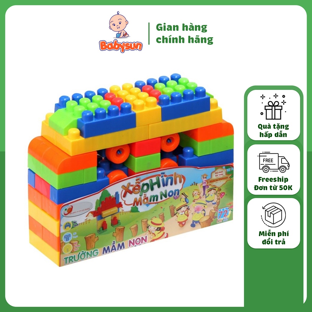 Bộ đồ chơi xếp hình cho bé mầm non 72 chi tiết  hàng Việt Nam chất lượng cao an toàn tuyệt đối cho trẻ