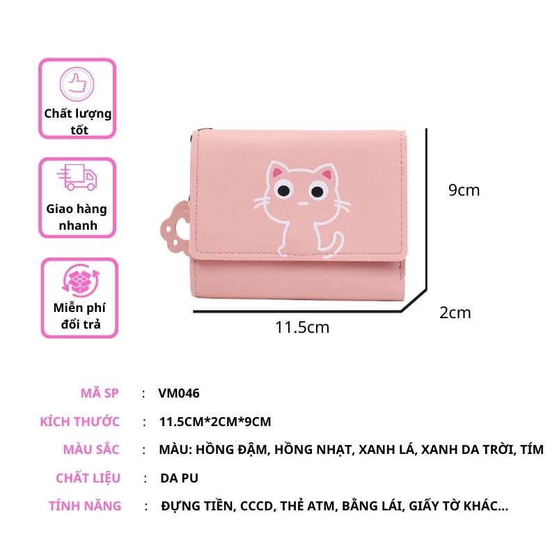 Ví nữ cute nhiều ngăn mini gấp ba nhỏ gọn cầm tay cao cấp dễ thương bỏ túi da PU OLUKA STORE VN046
