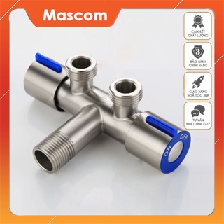Van Chia Nước cho vòi xịt vệ sinh và bồn cầu inox 304, van giảm áp 2 đầu ra, T CẦU BA NGÃ CÓ KHÓA - Hàng chính hãng