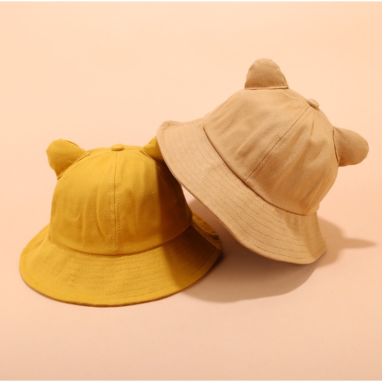Nón bucket nữ dễ thương mũ bucket tai gấu có dây điều chỉnh theo size đầu