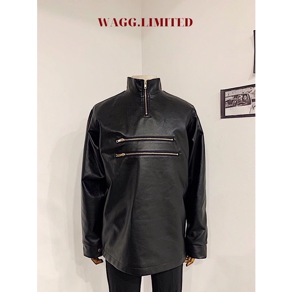 Áo khoác da chui đầu kéo khoá WAGG