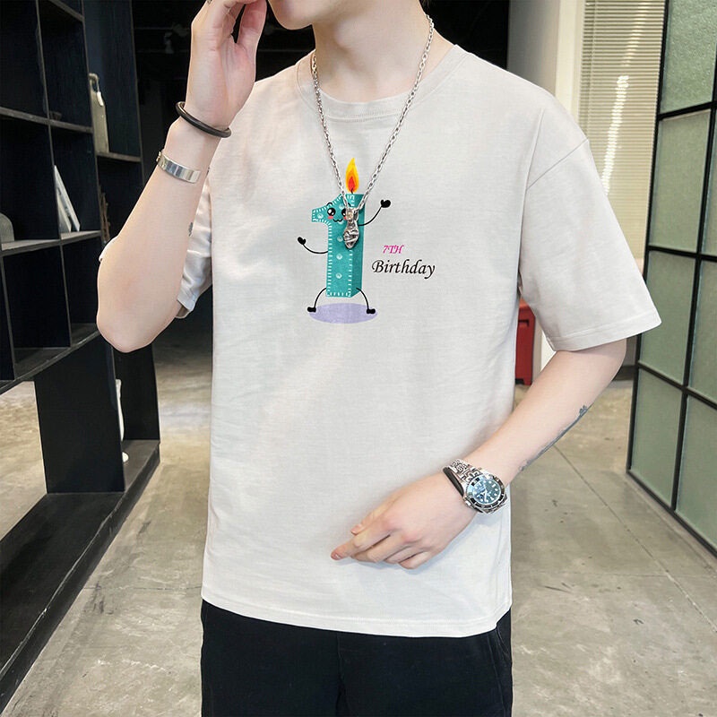 Áo Thun Tay Ngắn Cổ Tròn Chất Liệu Cotton Thời Trang Mùa Hè Mới Cho Nam