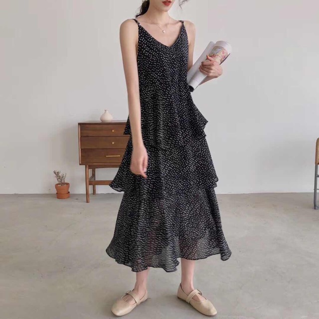 Váy maxi 2 dây - hàng Quảng Châu