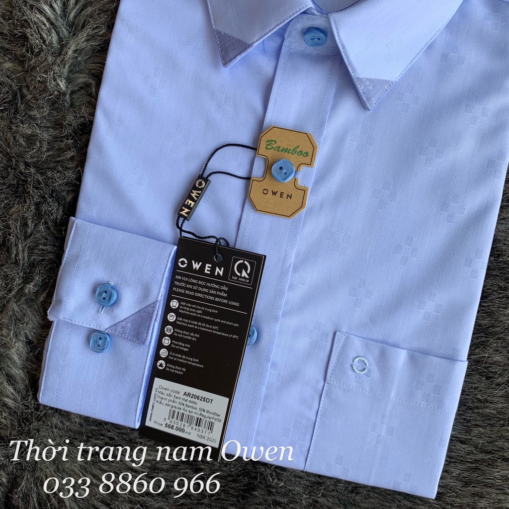 OWEN - Áo sơ mi dài tay Owen Slimfit chất lô hội mềm mịn màu xanh in họa tiết 22943 | BigBuy360 - bigbuy360.vn