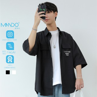 Áo Sơ Mi Nam Ngắn Tay MANDO Form Rộng Họa Tiết Phong Cách Hàn Quôc      SMD087