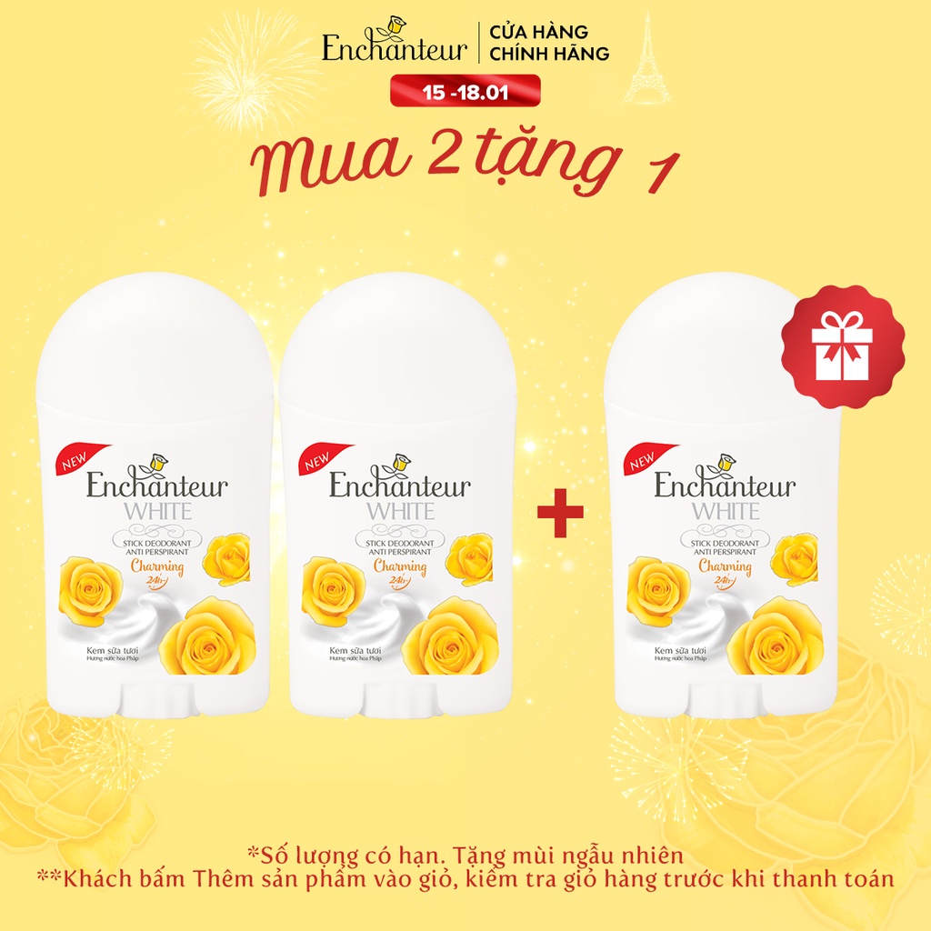 Combo 2 Sáp khử mùi trắng da Enchanteur Charming 40g/chai