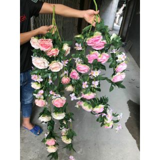 Hoa lụa hoa giả - Cụm hồng pháp 18 bông to