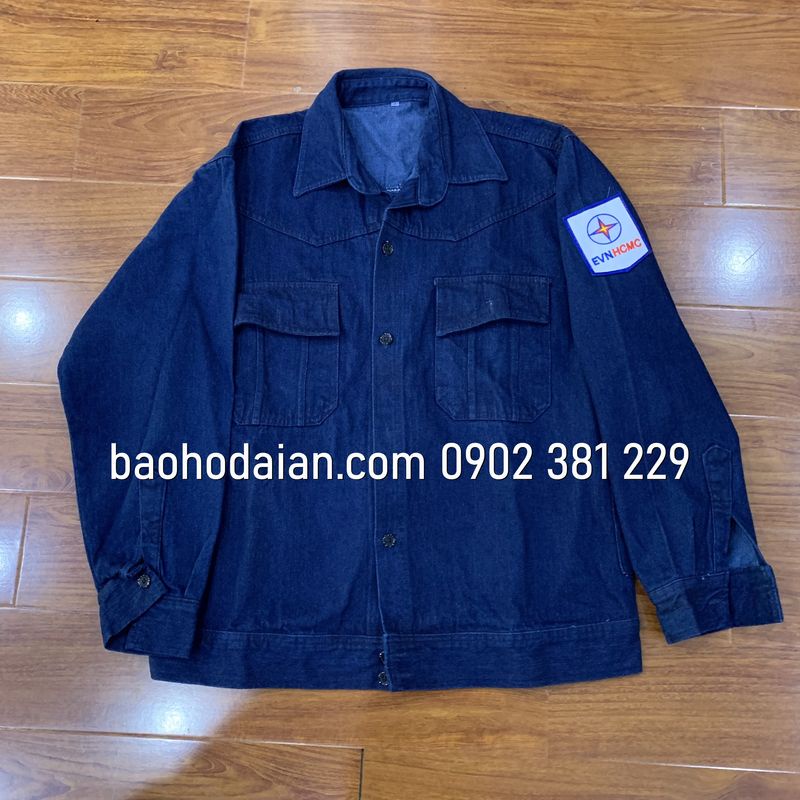 Áo jean điện lực kèm logo tay EVNHCMC (loại thường)